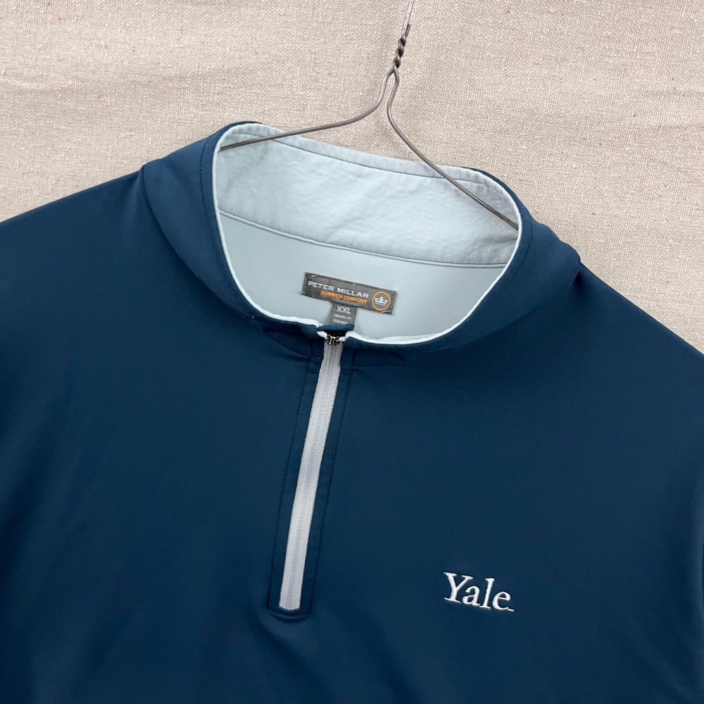 Peter Millar Pullover Mens XXL Blue Yale University Quarter Zip Summer Comfort
